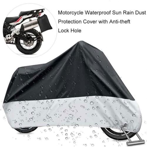 Motorcycle Waterproof Sun Rain Dust Protection Cover with Anti-theft Lock Hole