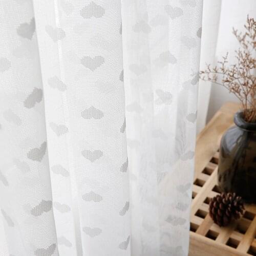Chicity Home Decor Embroidere heart Curtains Tulle For Living room White Warp knitting Tulle for bedroom and kitchen Customized