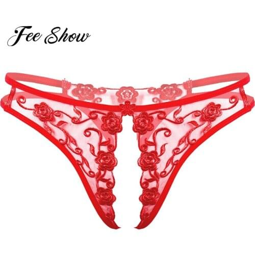 Women Erotic Sexy Panties Lingerie Open Crotch Briefs Underwear Transparent See-through Crotchless Low Waist Thong T-back Briefs