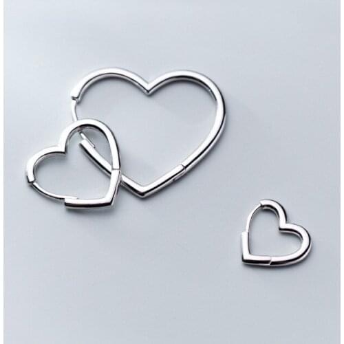 Fashion Punk 925 Sterling Silver Heart Charm Piercing Stud Earrings For Women Girls Party Jewelry Oorbellen A012