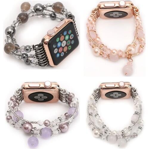 Womens Agate Stretch Bracelet for Apple Watch Band for iWatch Seies 1/2/3/4/5 44mm 42mm 40mm 38mm Wrist Strap Watch Band Belt