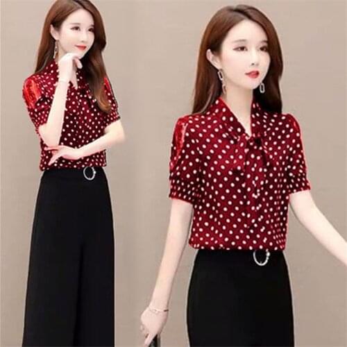 Womens Suit Plus Size 4XL Women Pants 2-Piece Set 2021 New Female Summer Set Lady Chiffon shirt+ Wide leg pants Two-Piece Suit