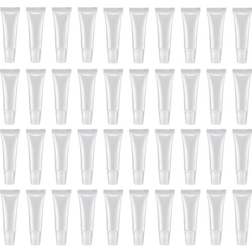100 Pcs 10Ml Distribution Bottle Lip Gloss Tubes, Empty Clear Lotion Containers Tubes for Cosmetics DIY, Oblique Mouth
