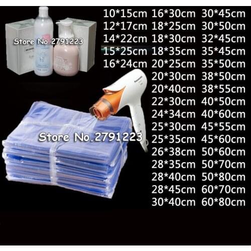 100pcs/lot 24sizes PVC Heat Shrink Wrap storage Bag Retail Seal Packing Bag Clear Plastic Polybag Gift Cosmetics Packaging Pouch