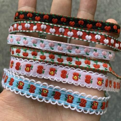 3YARD 3/8 INCH 8-13MM Colorful Apple Blossoms Handmade Jacquard Ribbon Lace ZERZEEMOOY