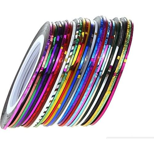 30 Colors Rolls Nail Gold Silver Wire Painted Line Striping Tape Laser Line DIY Nail Art Sticker Rhinestones Decoration Tool