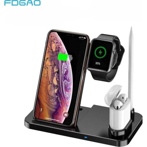 4 in 1 Wireless Charger Stand Qi 10W Fast Charging Dock Station Holder for iPhone 11 XS XR X 8 Apple Watch 5 4 3 iWatch AirPods