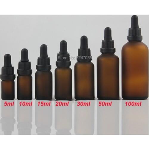 5ml/10ml/15ml/20ml/30ml/50ml/100ml Cosmetic Glass Essential Oil Bottle, DIY Vial Frosted Amber Cosmetic Portable Essence Package