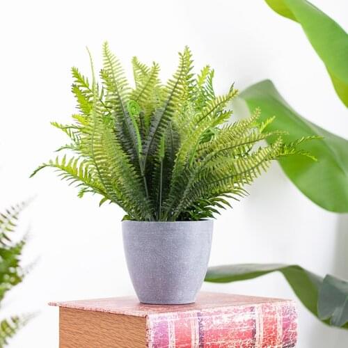 5pcs Plastic Large Artificial Boston Fern Fake Green Hanging Basket Plant Grass Decoration Without Basket
