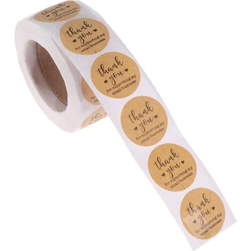 500pcs/roll Round Kraft Paper Thank You For Supporting My Small Business Stickers Seal Label Sticker Decor Stationery Sticker