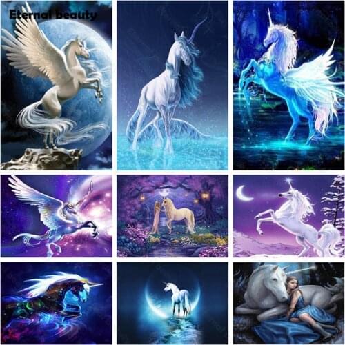 Horse Diamond Painting Full Drill Cross Stitch Kits Fairys Pegasus 5D Diamond Embroidery Rhinestone Diamond Mosaic Art Painting