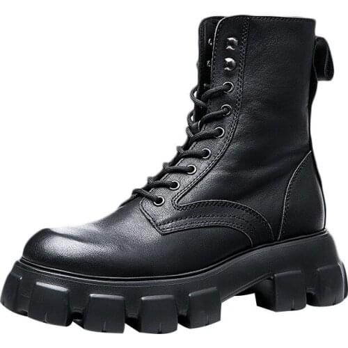 Men Boots Genuine Leather Autumn Winter British Retro Cowboy Boots Mens All-match Cowhide Zipper Handmade Fashion Comfortable