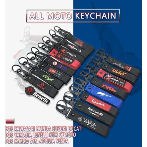 Motorcycle Embroidery Strap Key Ring Keyring For BMW Kawasaki Ninja Honda HRC SYM Ducati Monster 1299 Keychain Backpack buckle