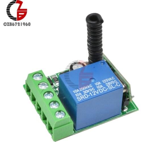 DC 12V 1 Ch 433MHz Wireless Relay Module RF Remote Control Switch Heterodyne Receiver 3.5cmX3cmX1.6cm Electronic Module