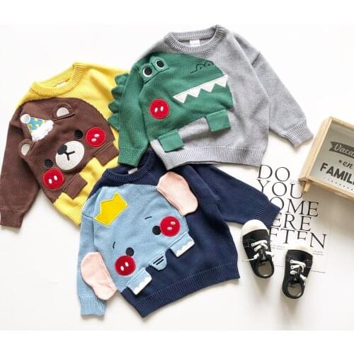 Tonytaobaby Autumn and Winter Childrens Cute Three Dimensional Small Animals Hand Made Pure Cotton Sweater Knitted Pullover