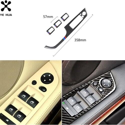 For BMW 3 Series E90 Specialized Carbon Fiber Door Window Switch Panel Cover Trim Automotive Interior Stickers Car Accessories