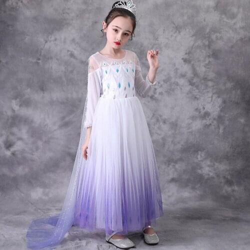Elsa 2 Princess Snow White Bling Dress up Kids Dresses for Girls Halloween Party Children Costume Vestido infantil Festa Princes