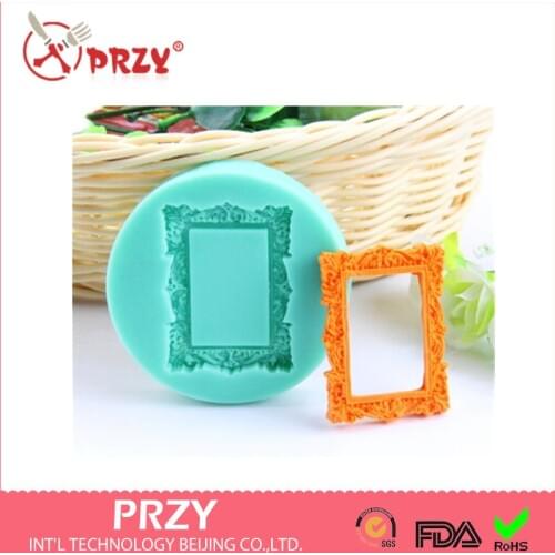 Hot Sale Oval Frame Sugar Silicone Mold Picture Frame/nameplate Mold Mirror Fondant Cake Decoration Tools Moulds Silicone Rubber