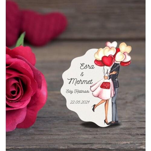 İsme Special Mention, Henna, Wedding, Engagement, Wedding Souvenir Wooden Magnet 25 Pcs