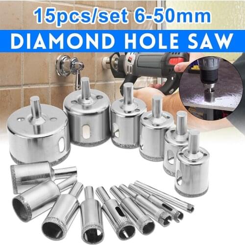 Diamond Coated Hole Saw Drill Bits 6-50mm Ceramic Porcelain Glass Marble 6/8/10/12/14/16/18/20/22/25/26/28/30/40/50mm Hole Saw