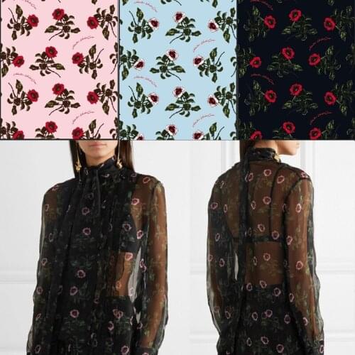 Summer brand fabric New European haute couture flower pattern small flower pattern polyester printed fabric by the yard