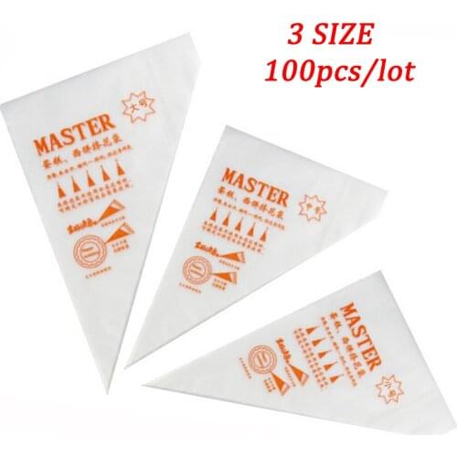 Hot Sale Free Shipping 100Pcs/Set Disposable Pastry Bag Piping Cake Pastry Cupcake Decorating Bags Bakeware Cookie Cutter