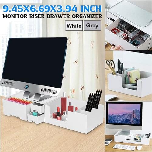 Multi-function Desktop Monitor Stand Computer Screen Riser Wood Shelf Laptop Stand Desk Drawer Storage Rack Holder For Notebook