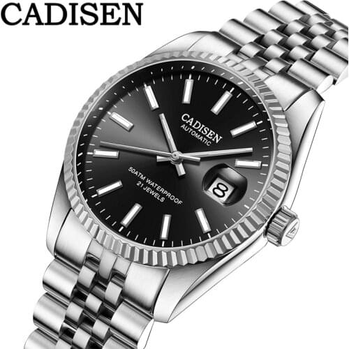 2020 CADISEN Mens Watches Top Brand Luxury Mechanical Automatic Watch Men Stainless Steel Waterproof Sports Wristwatch Men Clock