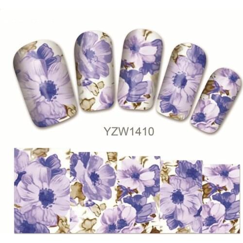 2 Sheets Flowers Nail Art Stickers 3d Rose Nail Art Water Decals Women Purple & Red Manicure Diy Stickers