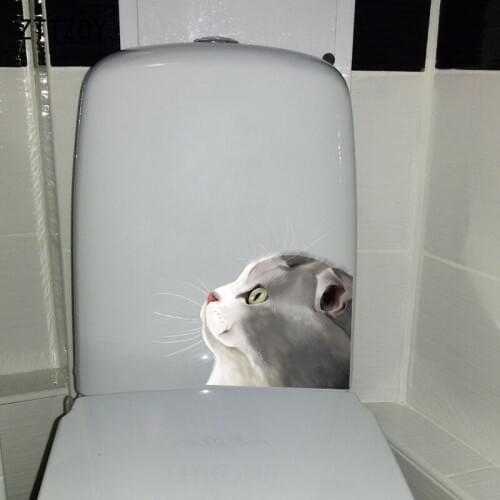 ZTTZDY 16*13.8CM Looking Up At The Cat Wall Decal Living Bedroom Decoration Toilet Sticker T3-0005