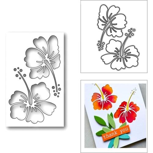 New Hibiscus Collage Plant 2020 Metal Cutting Dies for DIY Scrapbooking Paper Decor and Card Making Embossing Craft No Stamps
