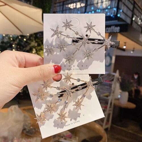 New Women Luxury Elegant Shining Full Stars Silver Gold Hair Clips Sweet Hair Ornament Headband Hairpin Fashion Hair Accessories