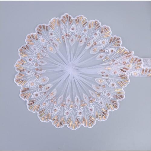 15Yards Embroidered Lace Trim DIY Sequins Lace Fabric Garment Accessories Sewing Craft 20cm Free Shipping