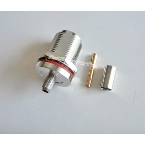 1Pcs N Female Jack Bulkhead With Nut Connector Crimp For RG58 RG142 KSR/LMR195 Cable