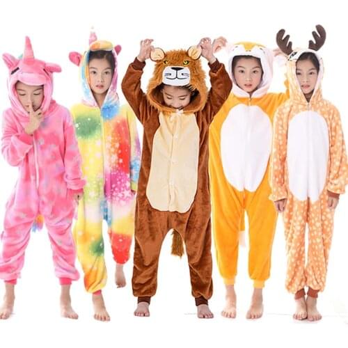 Kigurumi Pajamas Unicorn For Children Baby Girls Pyjamas Boys Sleepwear Animal Lion Deer Licorne Onesie Kids Costume Jumpsuit