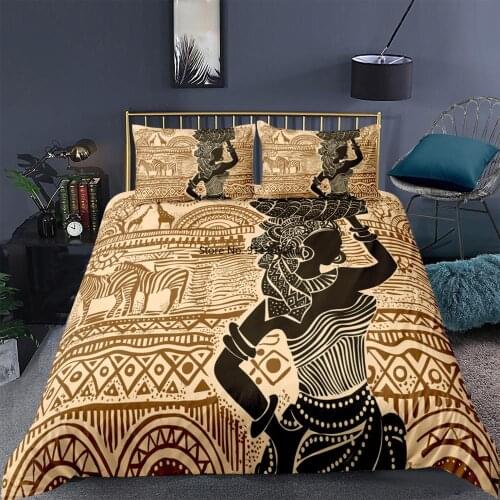 3D Printed African Woman Duvet Cover with Pillowcase 2/3Pcs Bed Euro for Bedroom Comforter Set Custom Image Twin Full Size