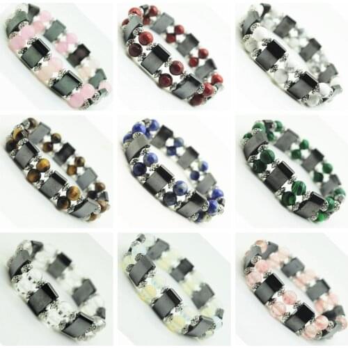 Weight Loss Round Black Stone Magnetic Therapy Bracelet Health Care Hematite Stretch For Men Women