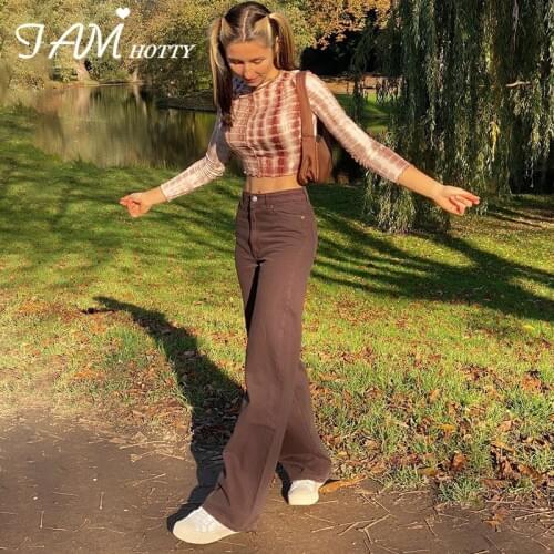 Casual Baggy Vintage Brown y2k Jeans Women High Waist Fashion Streetwear Denim Pants Harajuku Trousers Sweatpants 2021 Iamhotty