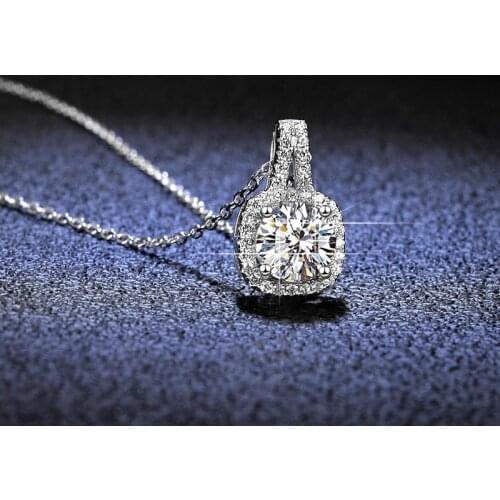 S925 Sterling Silver Necklace For Women D Color VVS1 Moissanite Wedding Pendant Necklace Engagement Jewelry 1CT 2CT