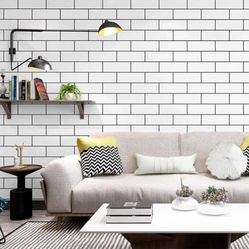 Peel and Stick Wallpaper Removable White Brick Wall Paper Decorative Self Adhesive Shelf Drawer Liner t