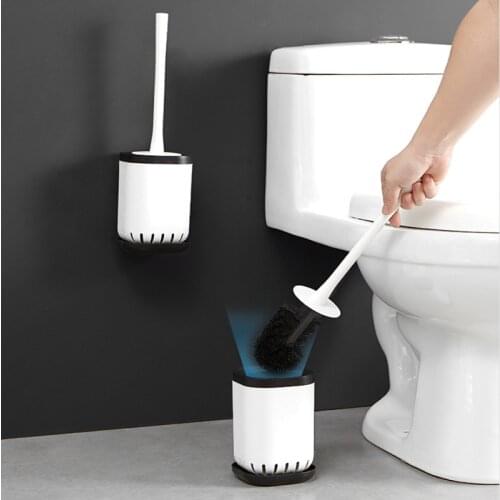Creative bathroom strong traceless hole-free decontamination hollow wall-mounted self-volatile drain toilet brush