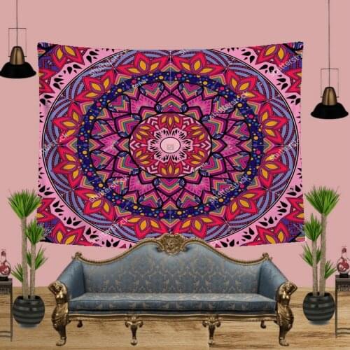 Mauve and Red Bohemia Printing Flower Tapestry for Livingroom Photography Wall Decor