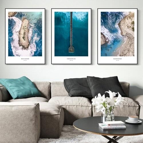 Nordic Decoration Sea Beach Ocean Waves Poster and Print Wall Art Picture Canvas Painting Modern Scandinavian Home Room Decor