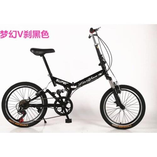Folding Bike 20 inch 6 speed double disc V Brake mountain Bicycles Suspension Steel Frame Aluminum Wheel 17kgs Folding Handlebar