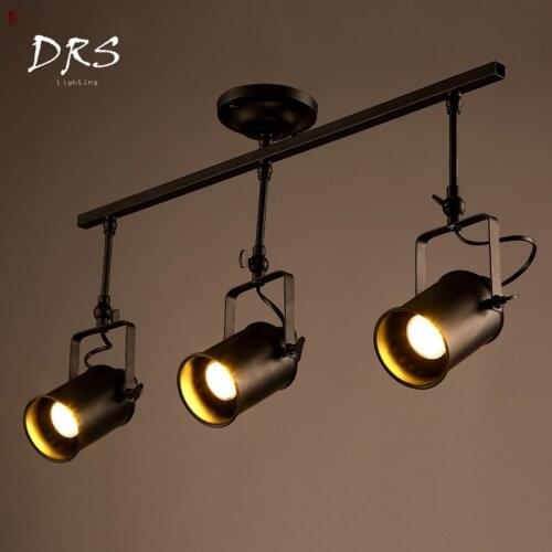 Modern Retro Track Lights Loft Industrial Living Room Bar Shop LED Long Pole Spotlight Decorative Design Cafe Bar Hanging Lamps