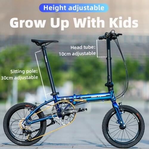 ROCKBROS Cycling Folding Bicycle 14'' 16'' 20'' 9 Speed Bike Wheel V Disc Brake Men Women Children Aluminum Alloy Sports Bikes