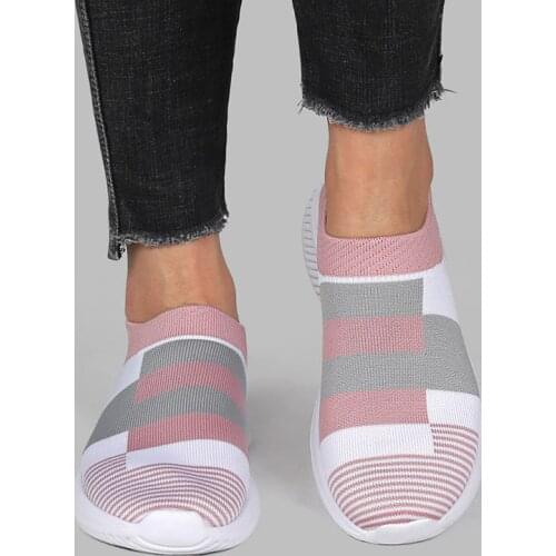 Knit sock shoes women footwear sneakers mesh comfortable plaid claussures femme basket vulcanzied sneakers woman shoes plus size