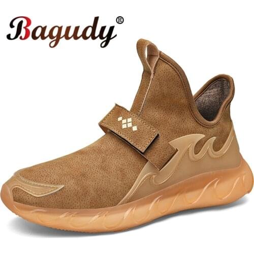 High Quality Fashion Men Sneakers Leather Ankle Boots Outdoor Snow Bost Casual Shoes Non-Slip boot Male Sport Moccasins Footwear