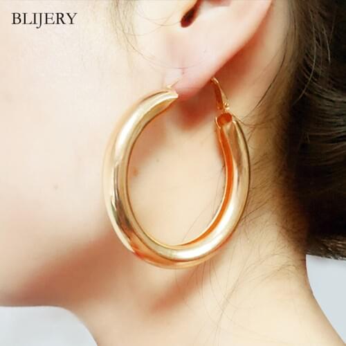 BLIJERY Fashion Big Circles Hoop Earrings For Women Punk Jewelry Vintage Gold Silver Color Statement Earrings Femme Brincos
