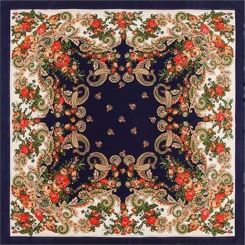 Bohemina Style Silk Square Scarf For Women Cashew Print Ethnic Scarves Retro National Hijab Wraps Ladies Bandana Shawl Echarpe